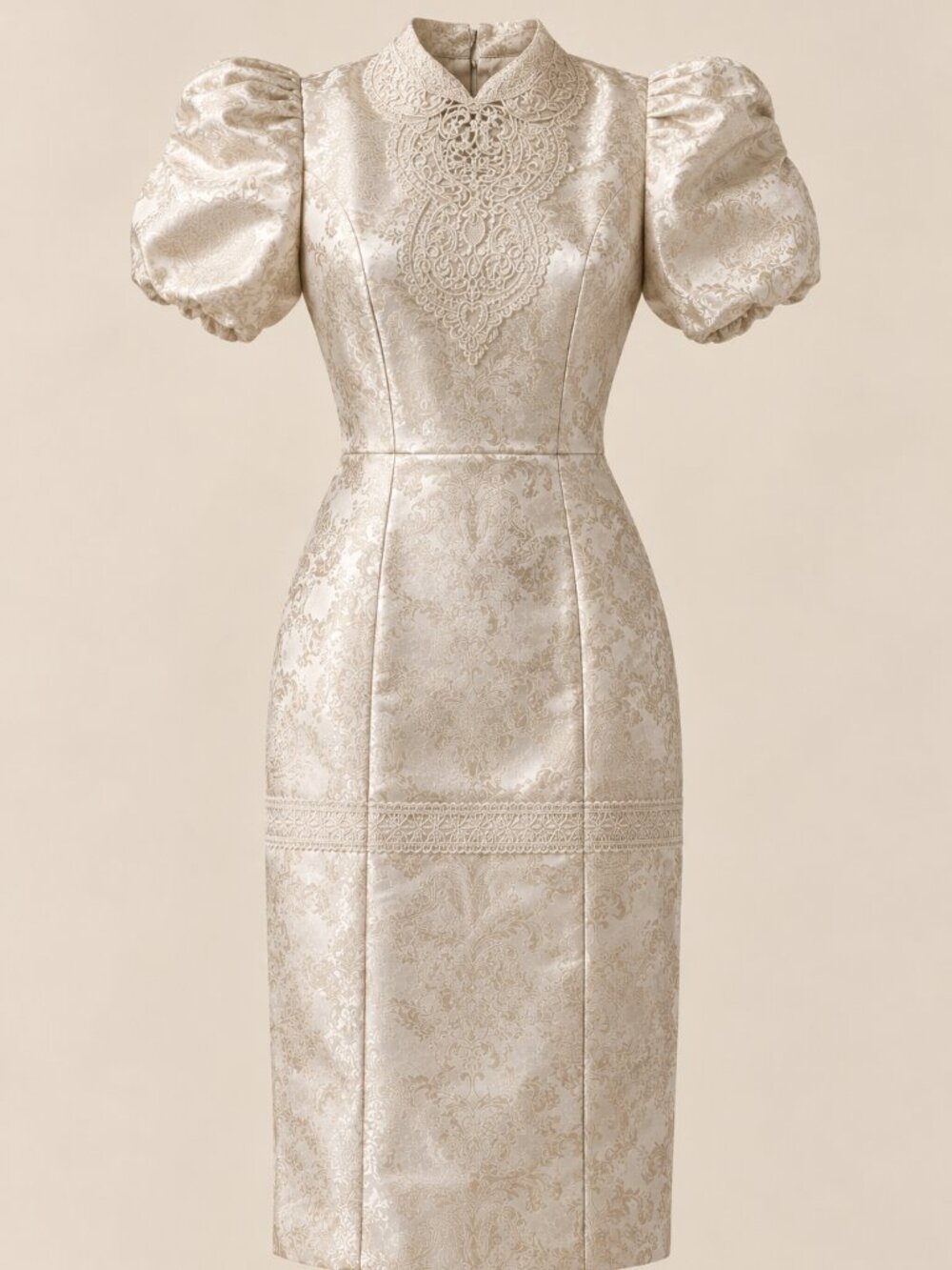 Brocade Jacquard Couture Wedding Evening Cocktail Runway Embroidered Gown Dress
